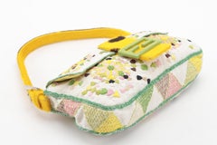 Fendi Appliqué Pony Hair Canvas Baguette