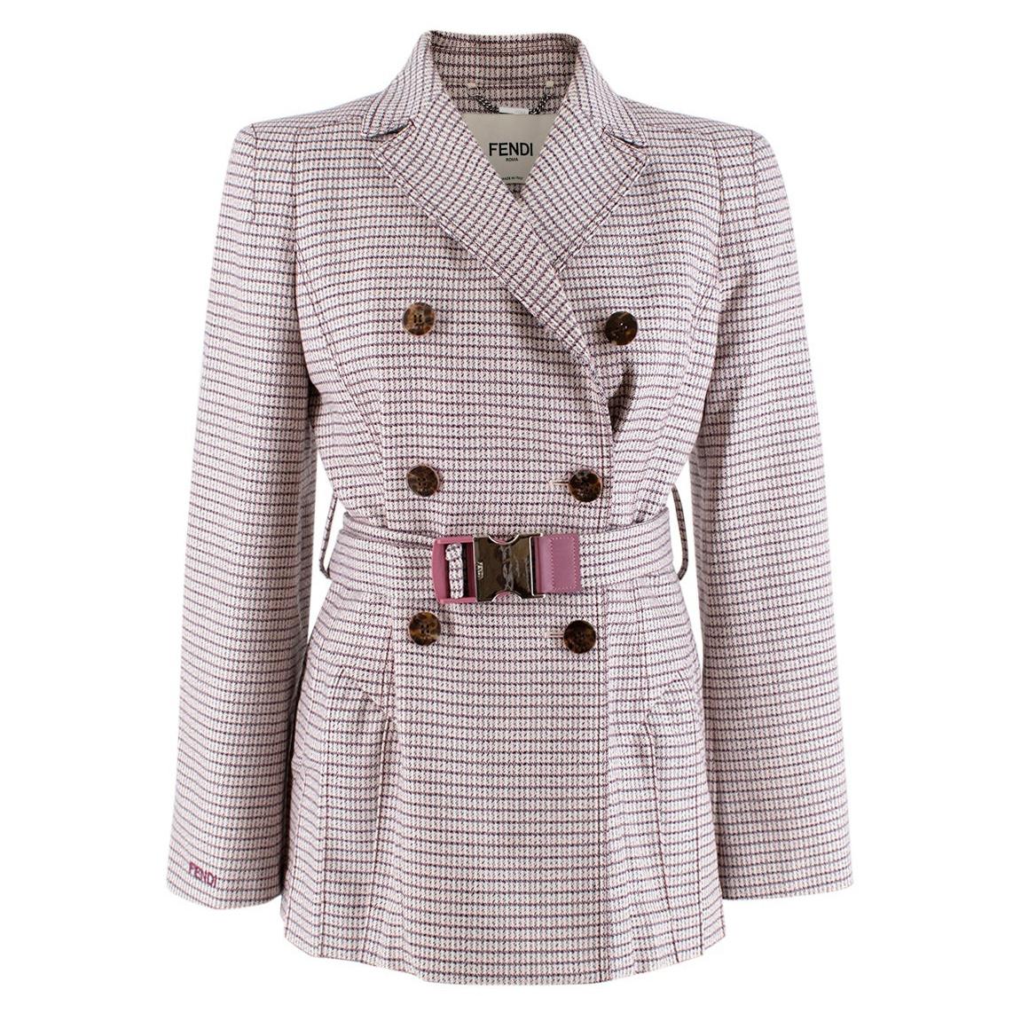 Fendi Aruba Pink Double-breasted Belted Jacket - Size XS For Sale