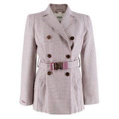 Fendi Aruba Pink Double-breasted Belted Jacket - Size XS