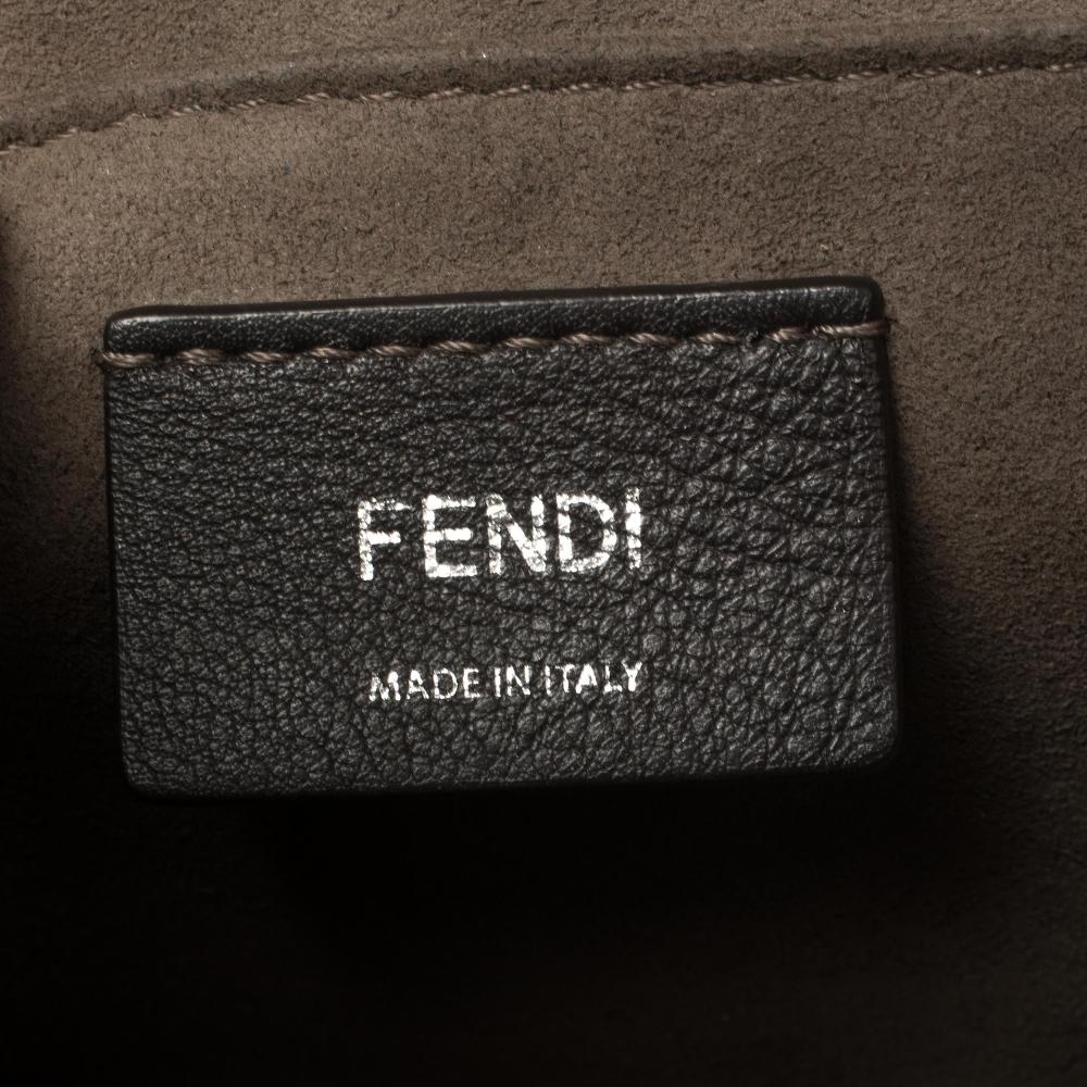 Fendi Ash Grey Leather Kan I F Top Handle Bag 3