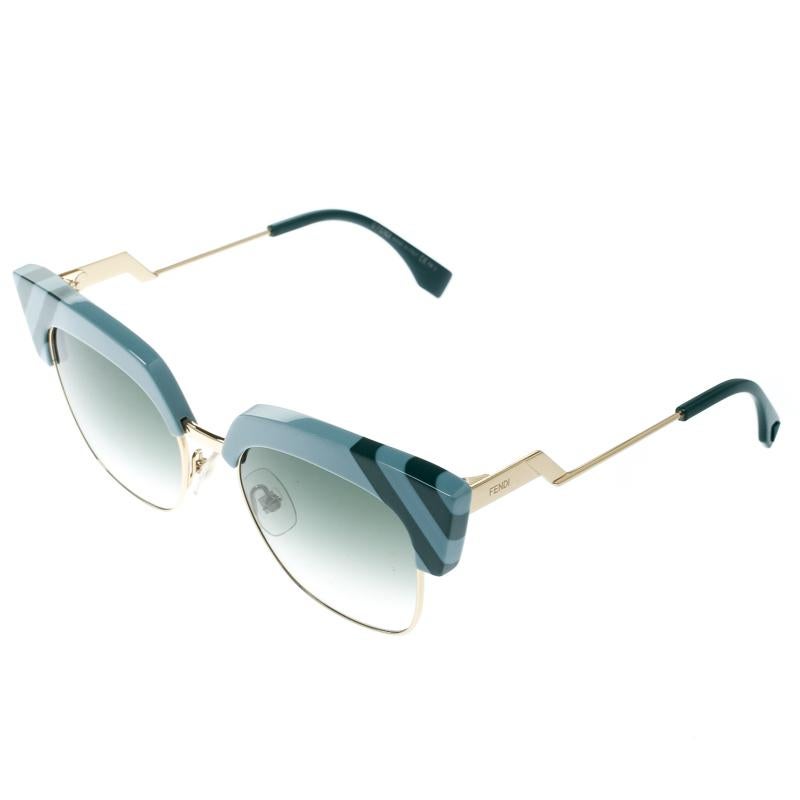 Gray Fendi Azure Blue/ Green Gradient FF 0241/S Waves Square Sunglasses