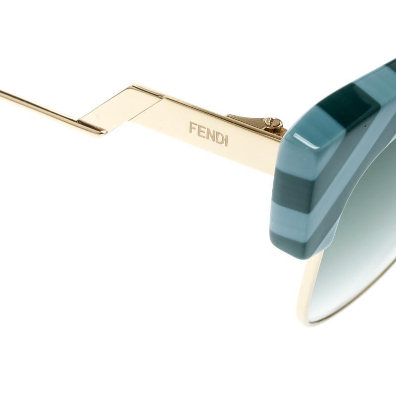 Fendi Azure Blue/ Green Gradient FF 0241/S Waves Square Sunglasses In Good Condition In Dubai, Al Qouz 2