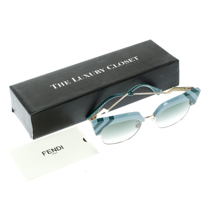 Fendi Azure Blue/ Green Gradient FF 0241/S Waves Square Sunglasses 1