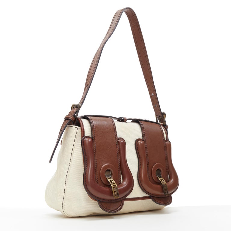 Sac Plat Ff Horse Bag by Fendi in Brown color for Luxury Clothing