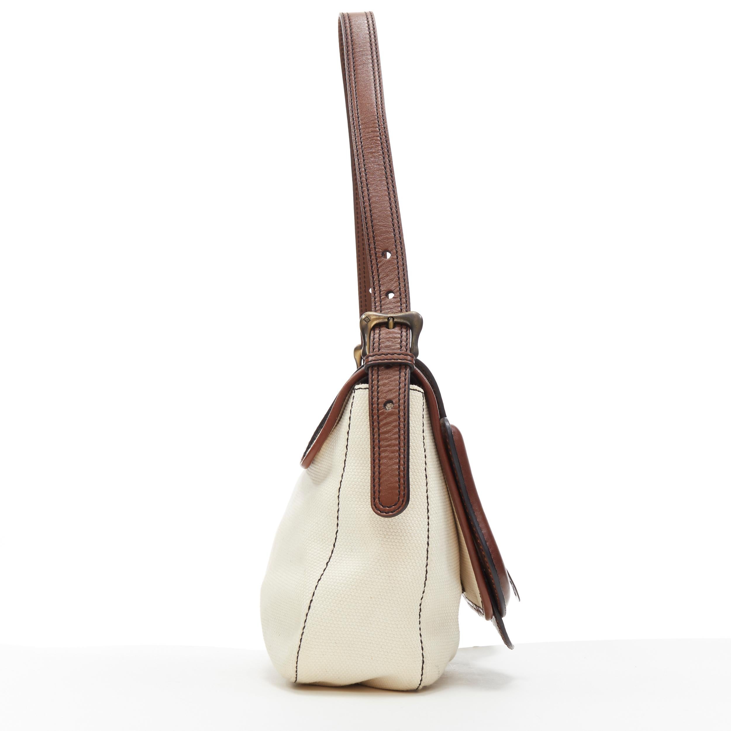 I. A. B. Borsa beige in tela marrone oversize con fibbia FF In condizioni buone a Hong Kong, NT