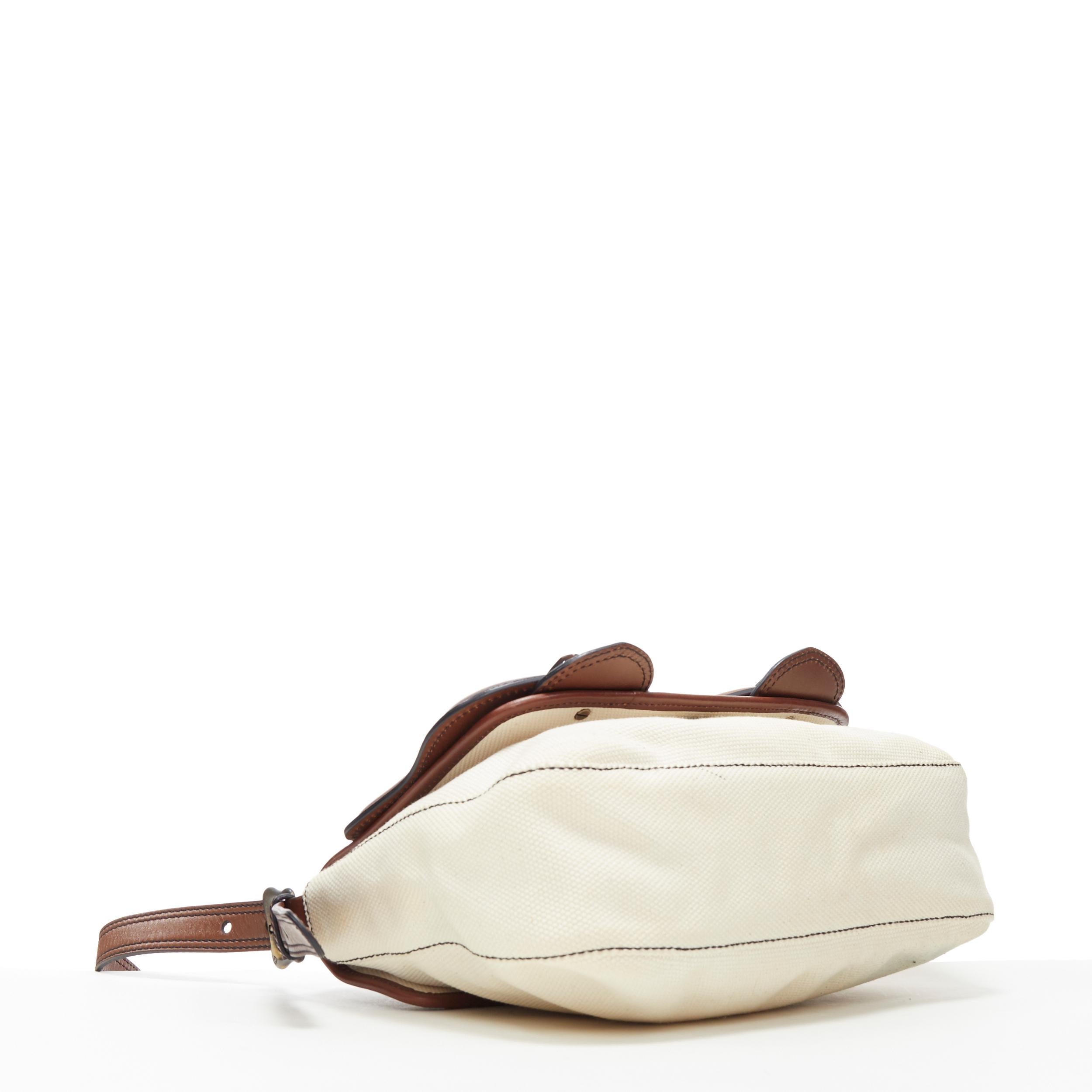 Brown FENDI B Bag beige canvas brown oversized FF monogram buckle shoulder bag