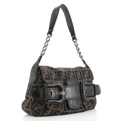 Fendi B Bis Flap Bag Zucca Canvas Medium