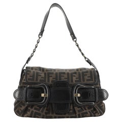 Fendi B Bis Flap Bag Zucca Canvas Medium