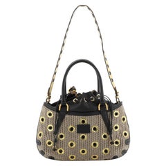 Fendi B. Fab Convertible Tote Grommet Embellished Raffia Small