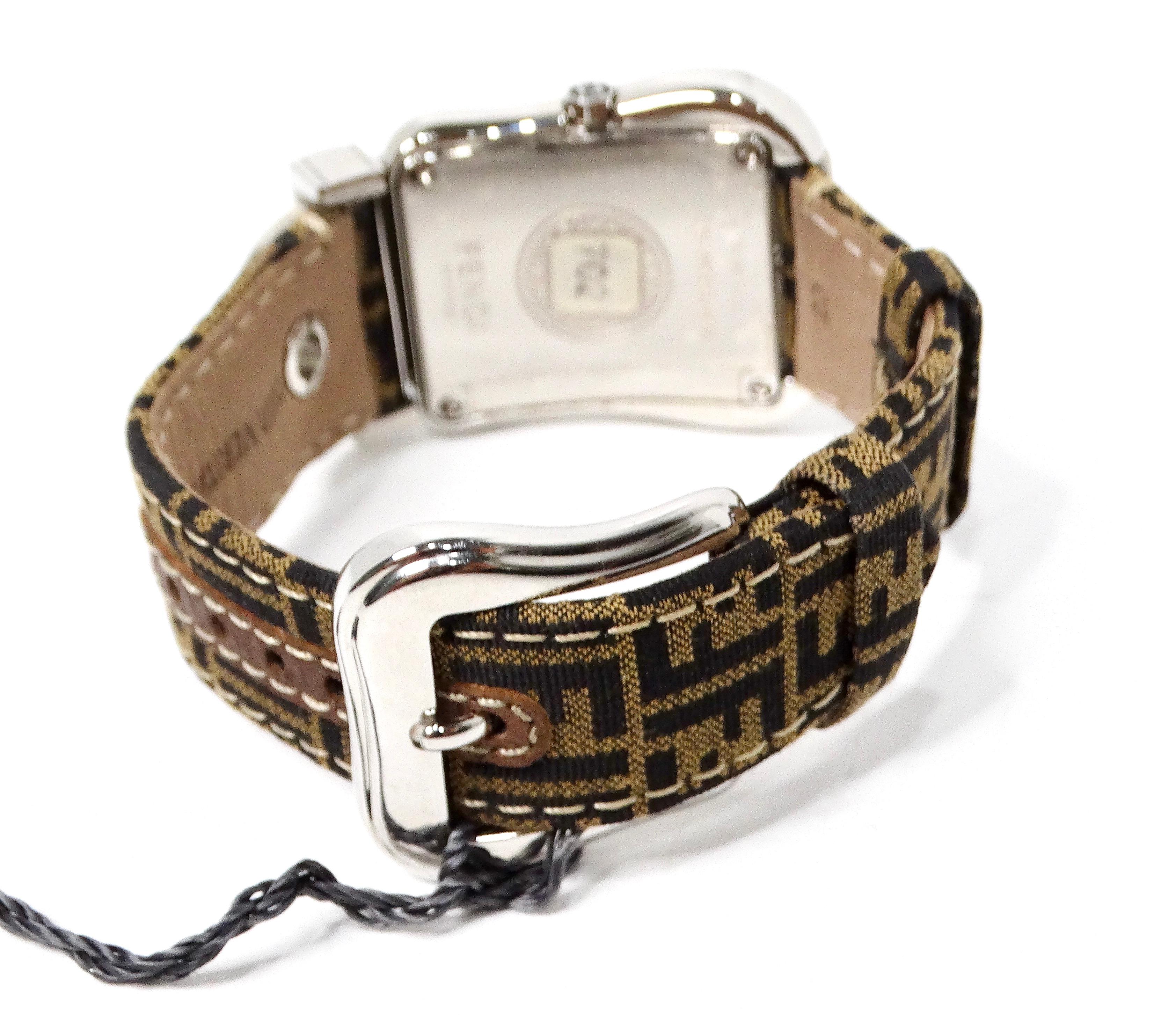 Fendi B. Stainless Steel Zucca Canvas Wrist Watch For Sale 7