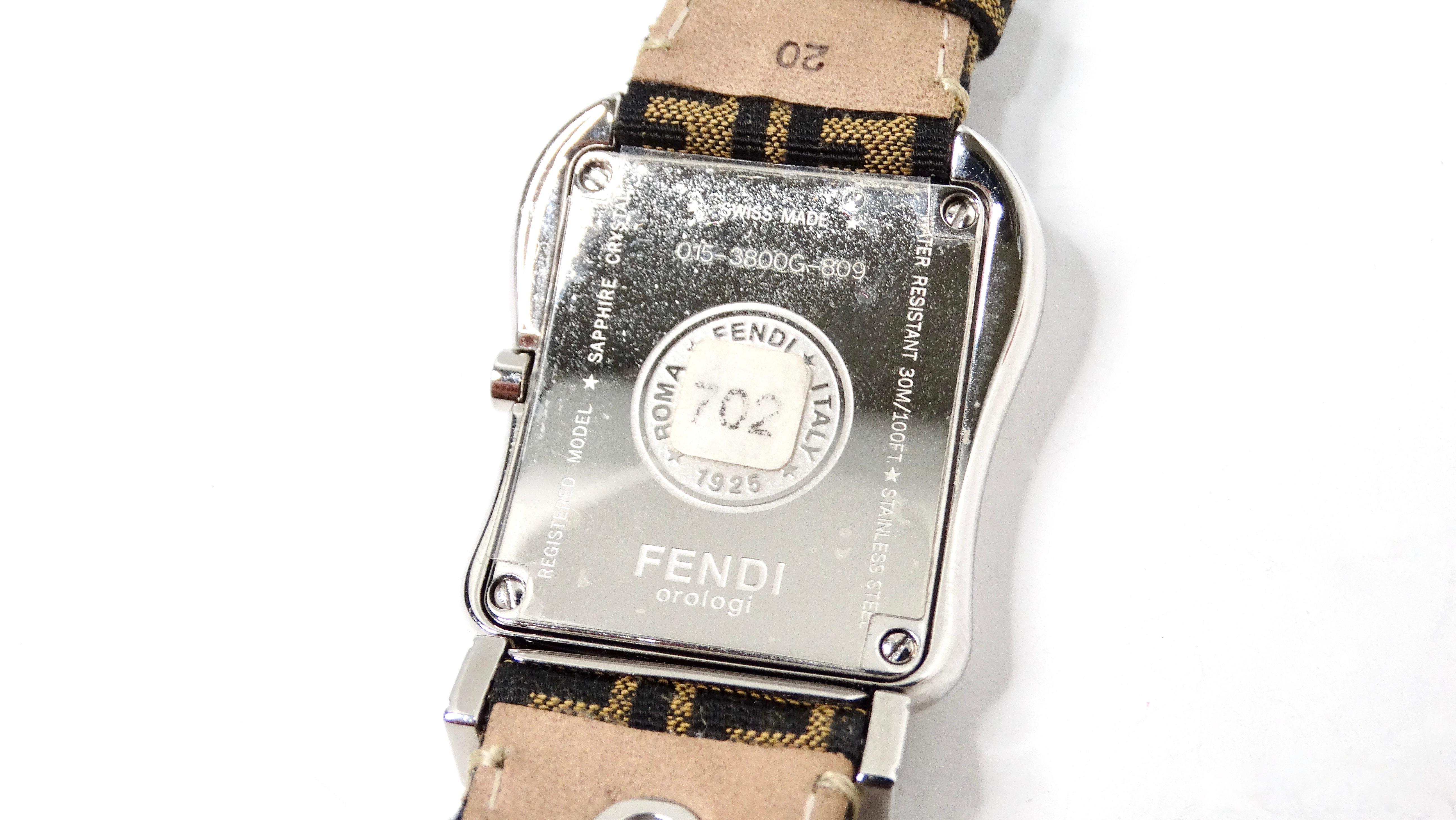 Fendi B. Stainless Steel Zucca Canvas Wrist Watch For Sale 1