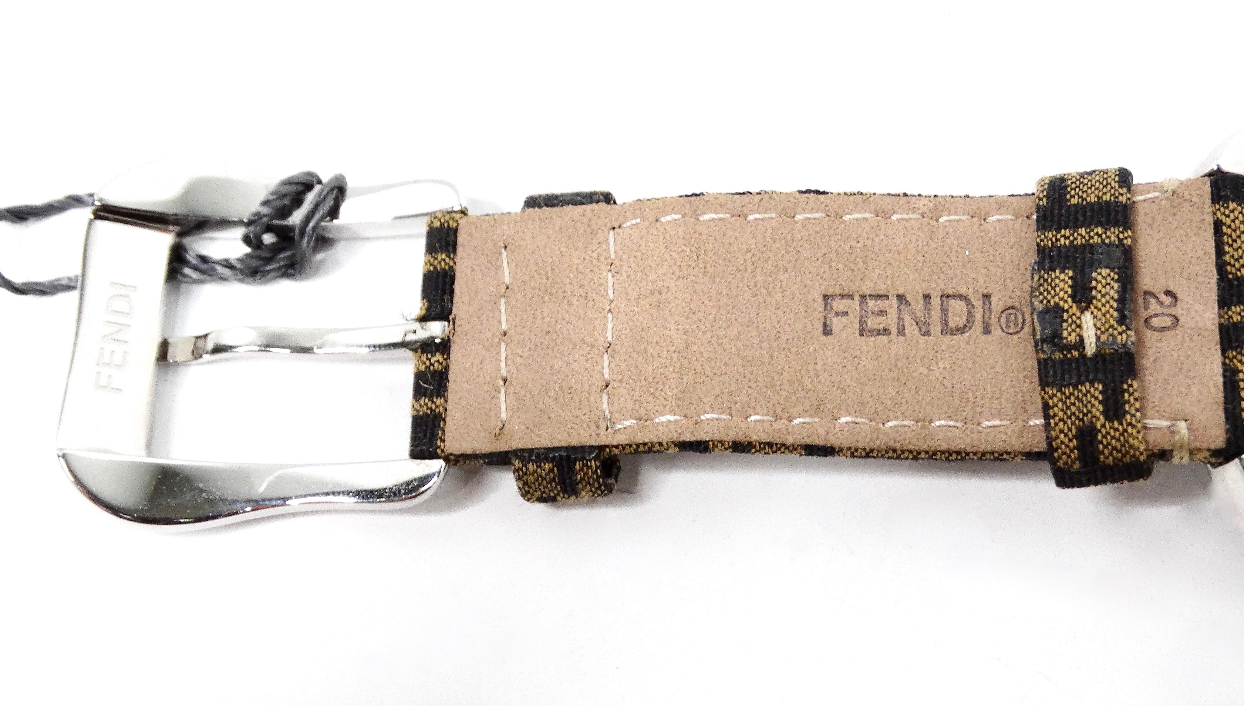 Fendi B. Stainless Steel Zucca Canvas Wrist Watch For Sale 3