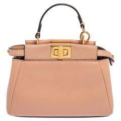 Used Fendi Baby Pink Leather Micro Peekaboo Crossbody Bag