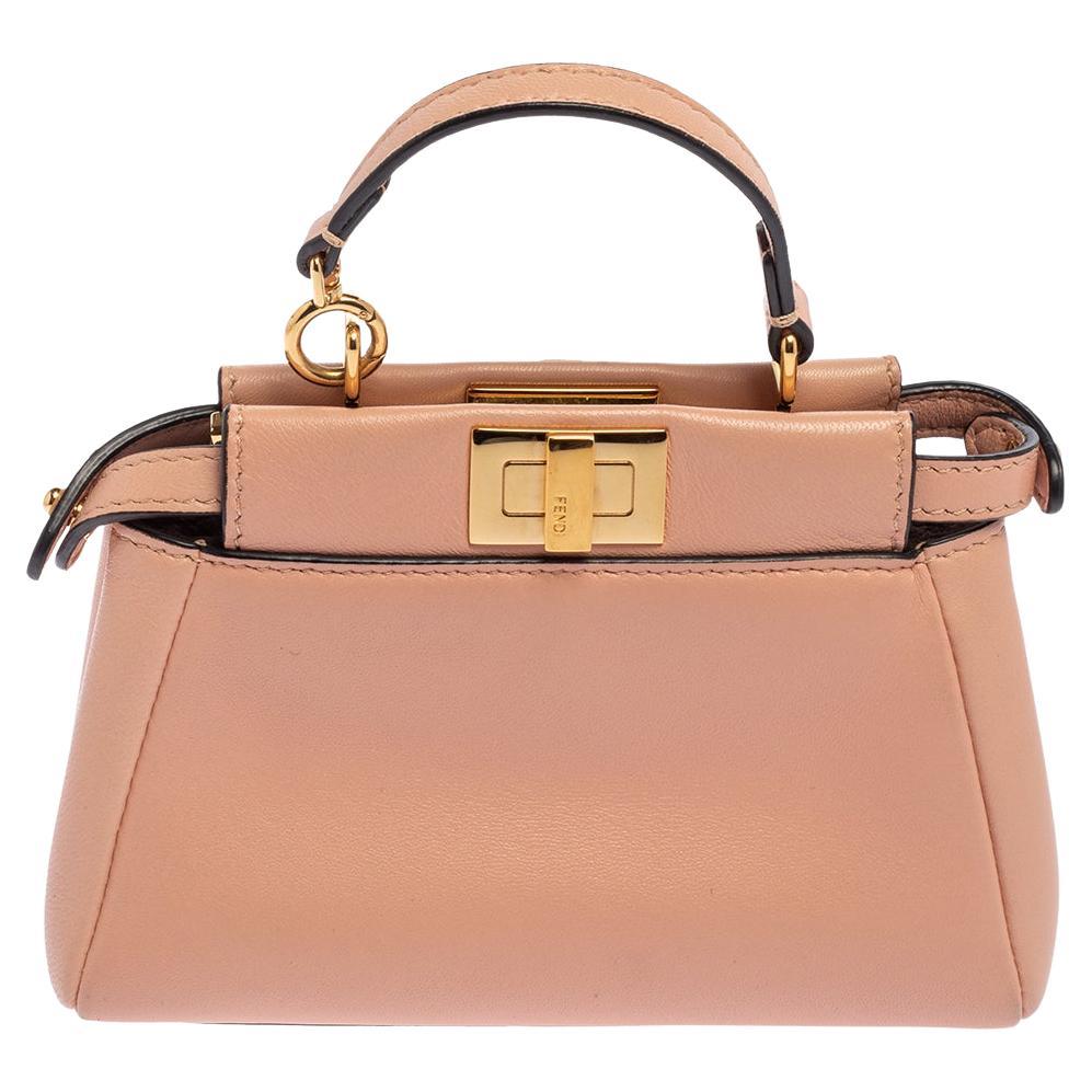 Fendi Baby Pink Leather Micro Peekaboo Crossbody Bag
