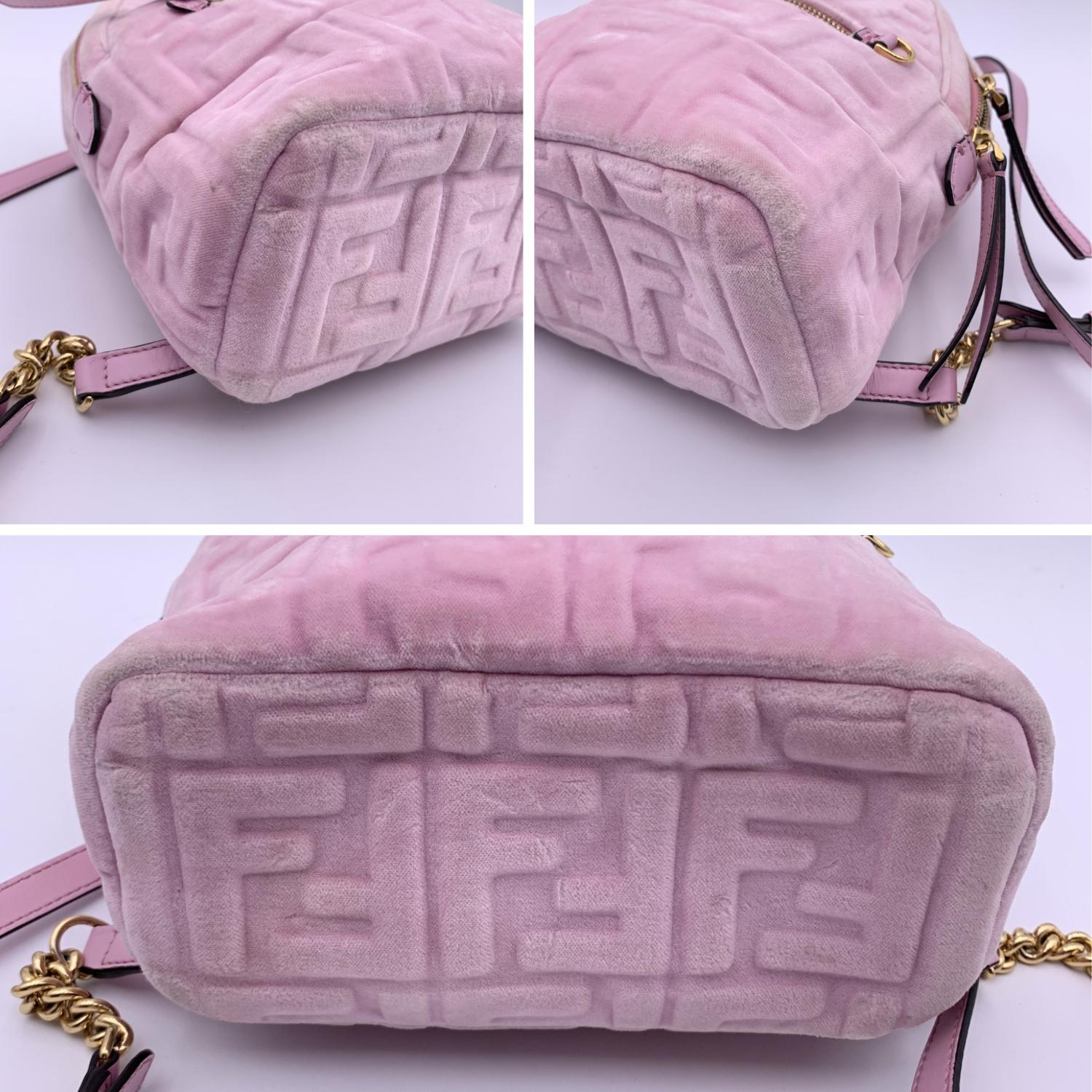 Fendi Baby Pink Velvet FF Embossed Mini Backpack Shoulder Bag 2