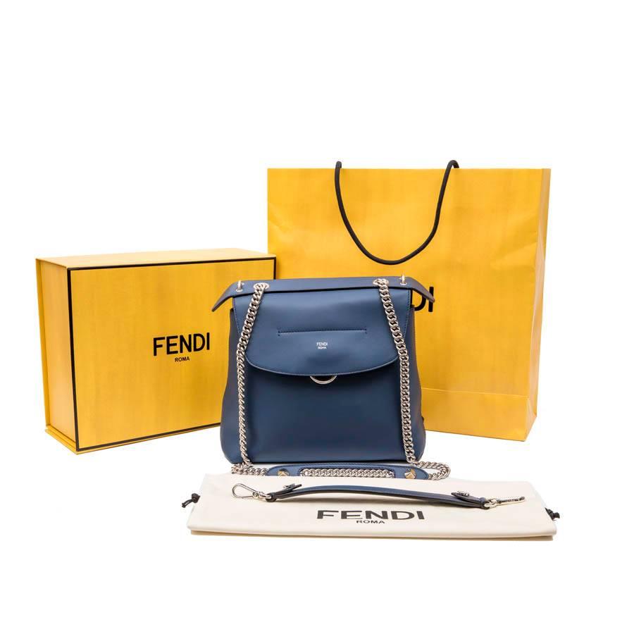 FENDI 'Back to School' Backpack in Soft Blue Leather 12