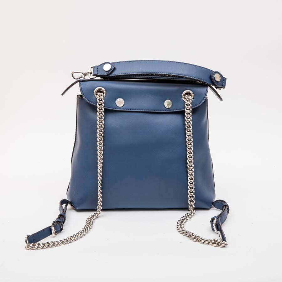FENDI 'Back to School' Backpack in Soft Blue Leather In Excellent Condition In Paris, FR