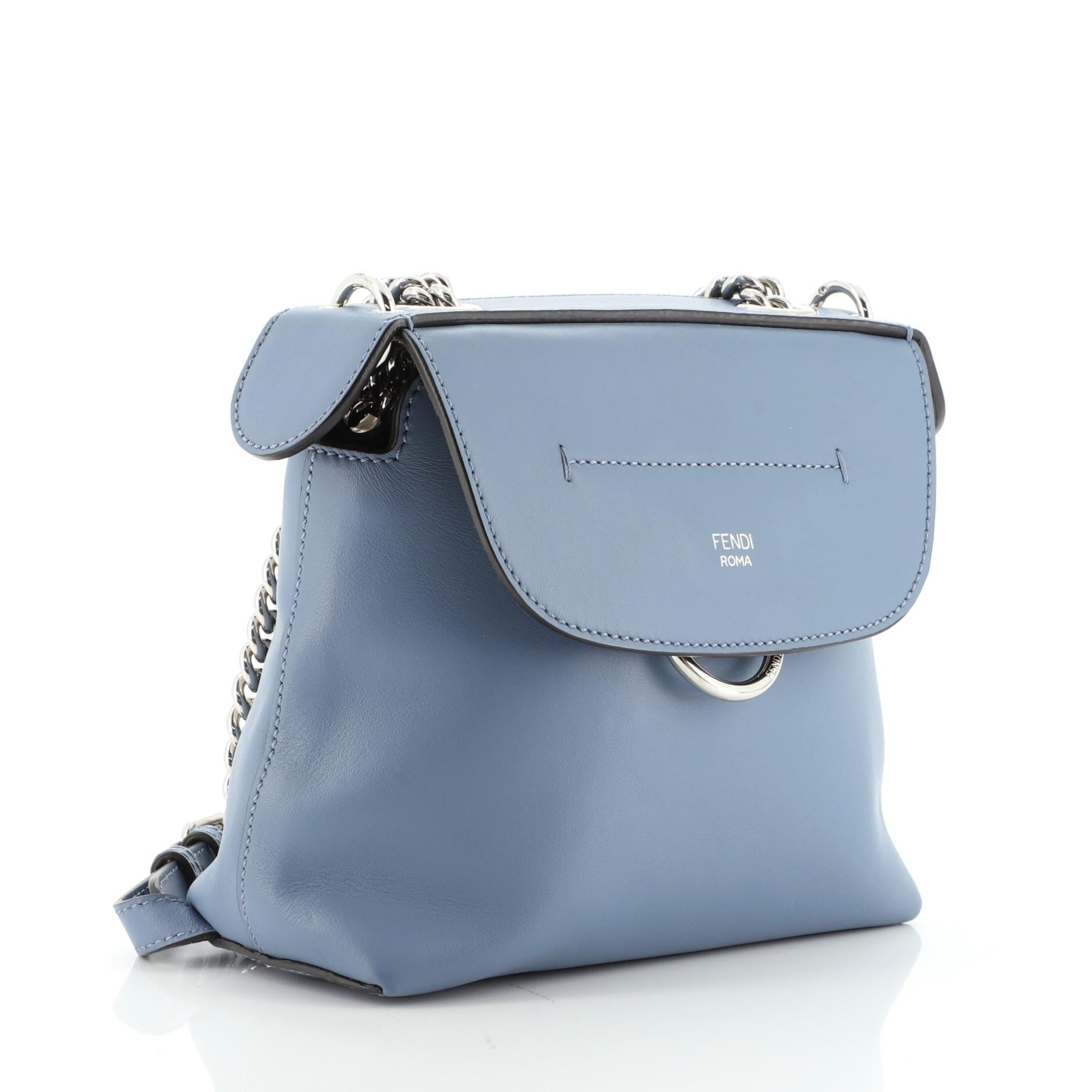 Fendi Back to School Rucksack aus Leder Mini (Grau)