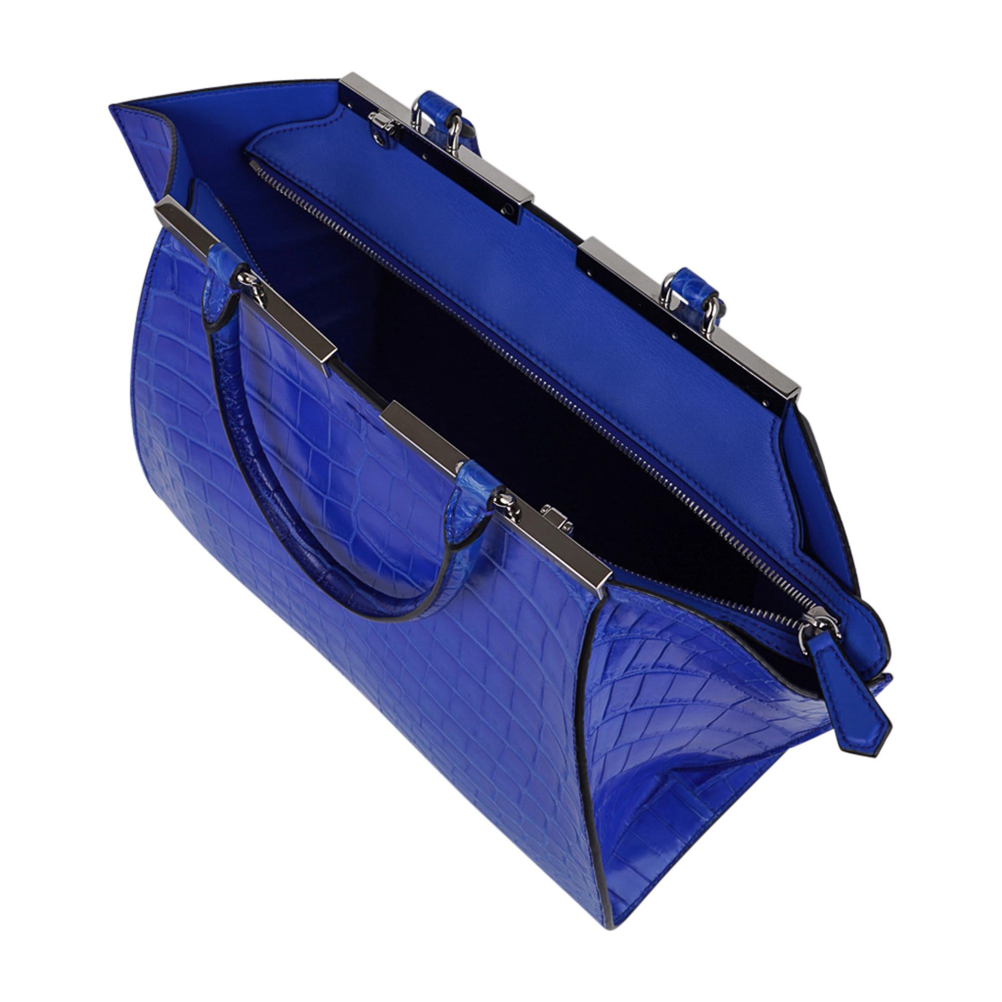 Fendi Bag 3Jours Matte Blue Crocodile Tote Medium New w/Box For Sale 3