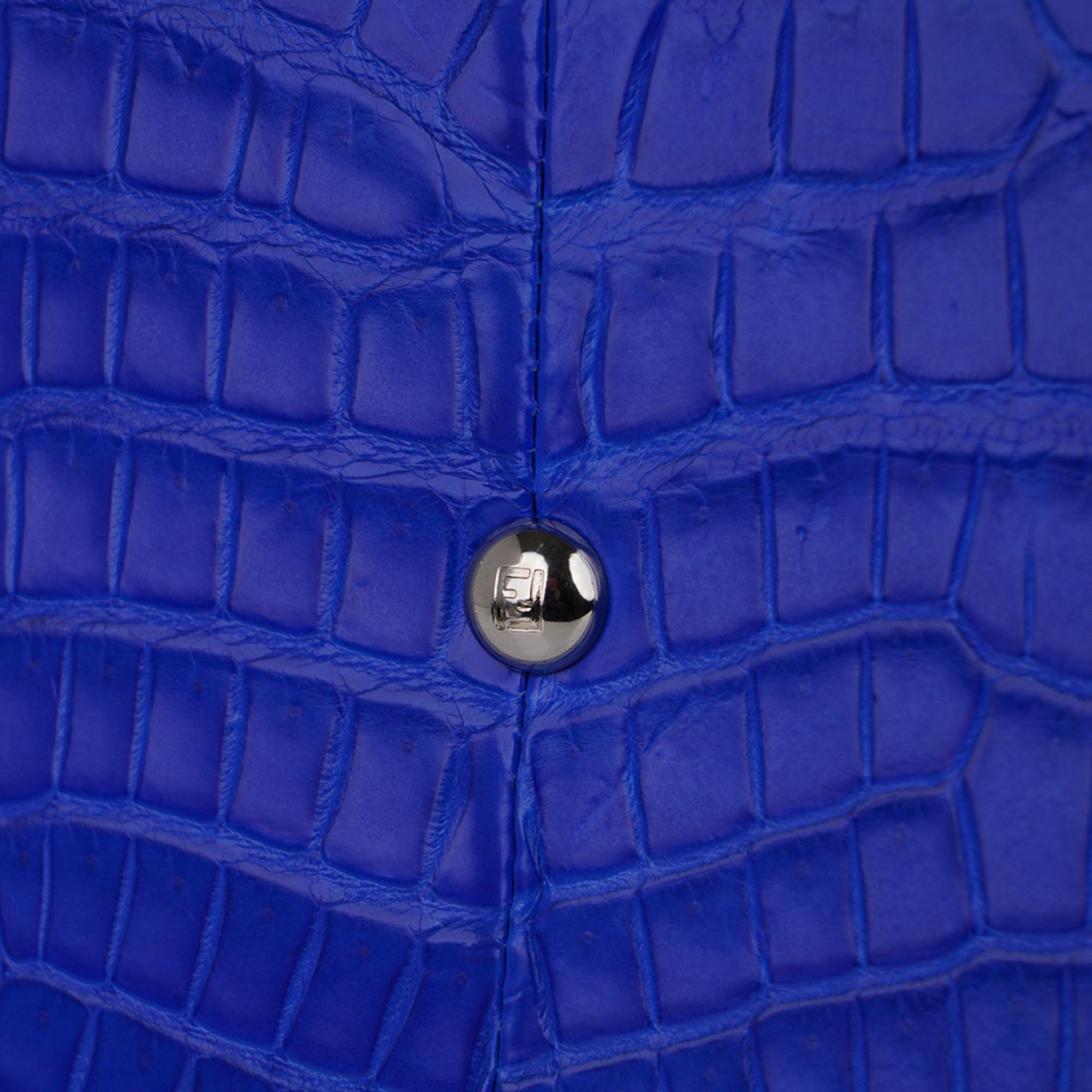 Fendi Bag 3Jours Matte Blue Crocodile Tote Medium New w/Box For Sale 6
