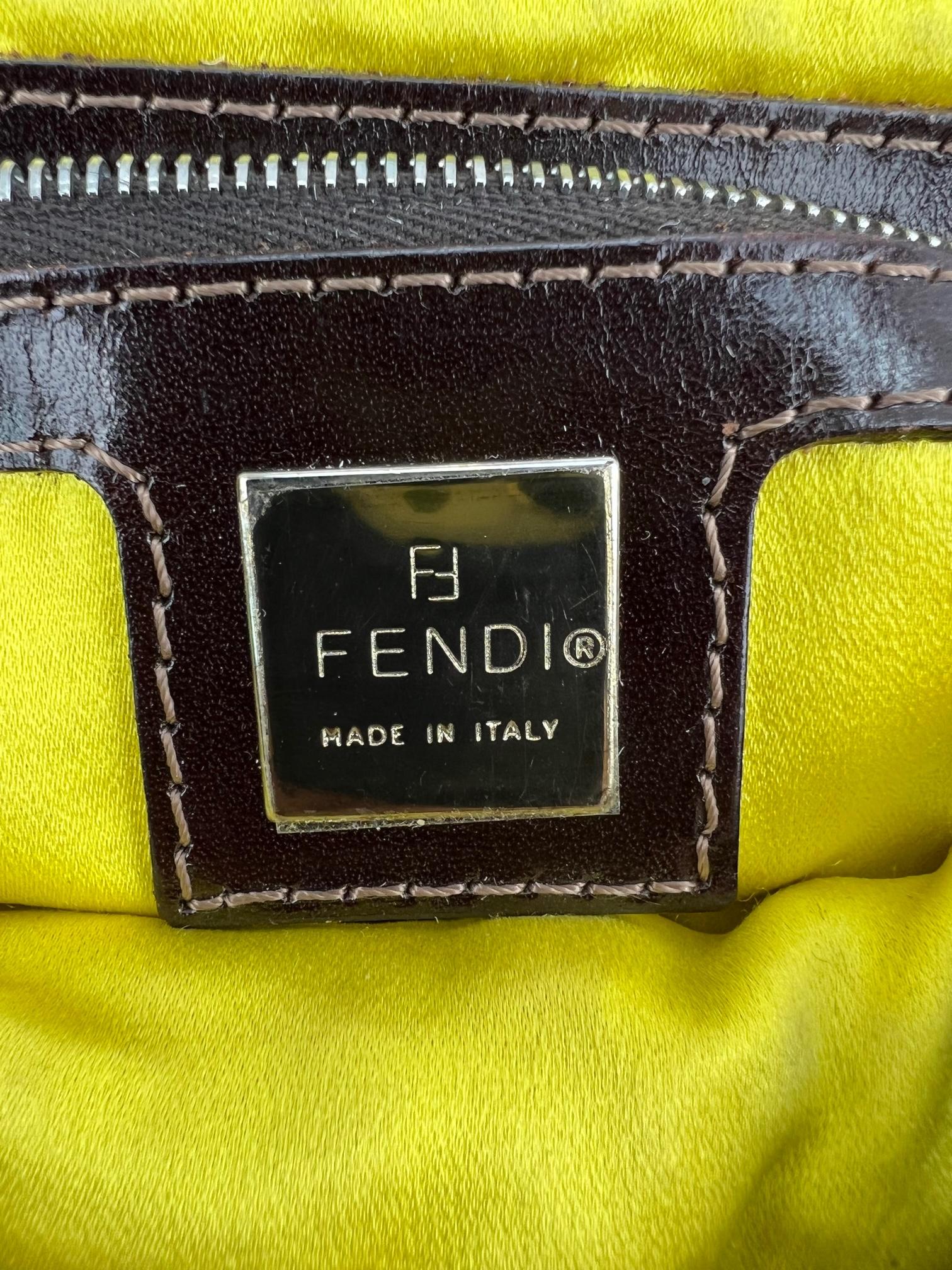 FENDI Bag Blue Denim Ricami Beaded Embroidered Baguette Hand Bag 3