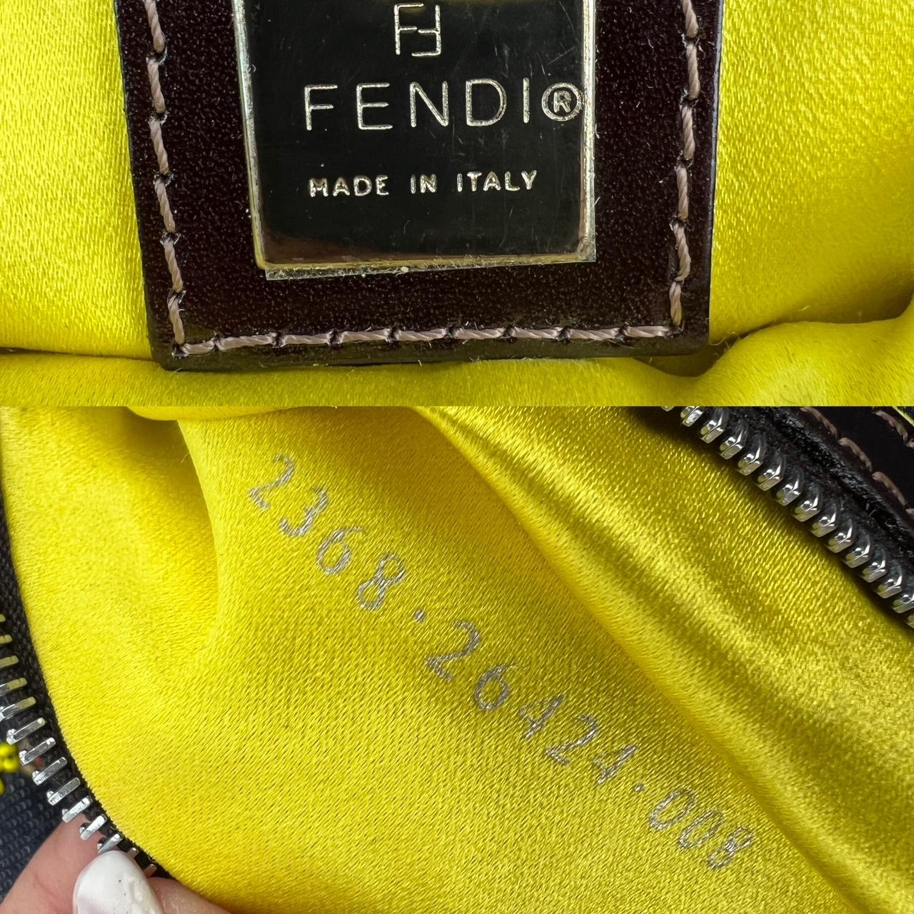 FENDI Bag Blue Denim Ricami Beaded Embroidered Baguette Hand Bag 4