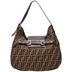 FENDI Bag in Brown Monogram Canvas and Grained Leather