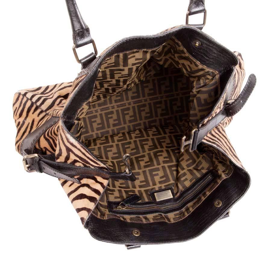 Black FENDI Bag in Goat Skin with a Zebra Pattern