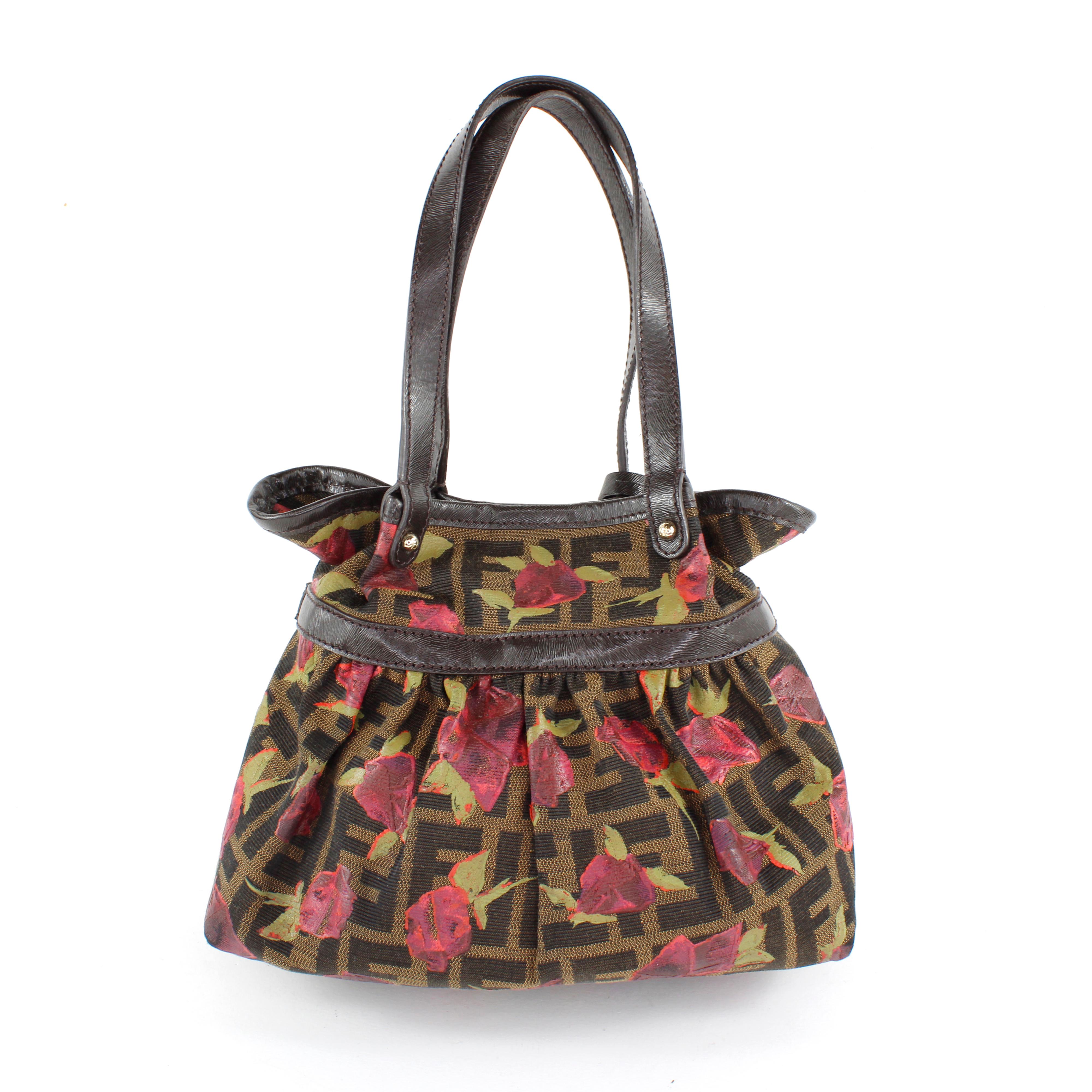 Fendi Bag with hand painted flowers For Sale 1