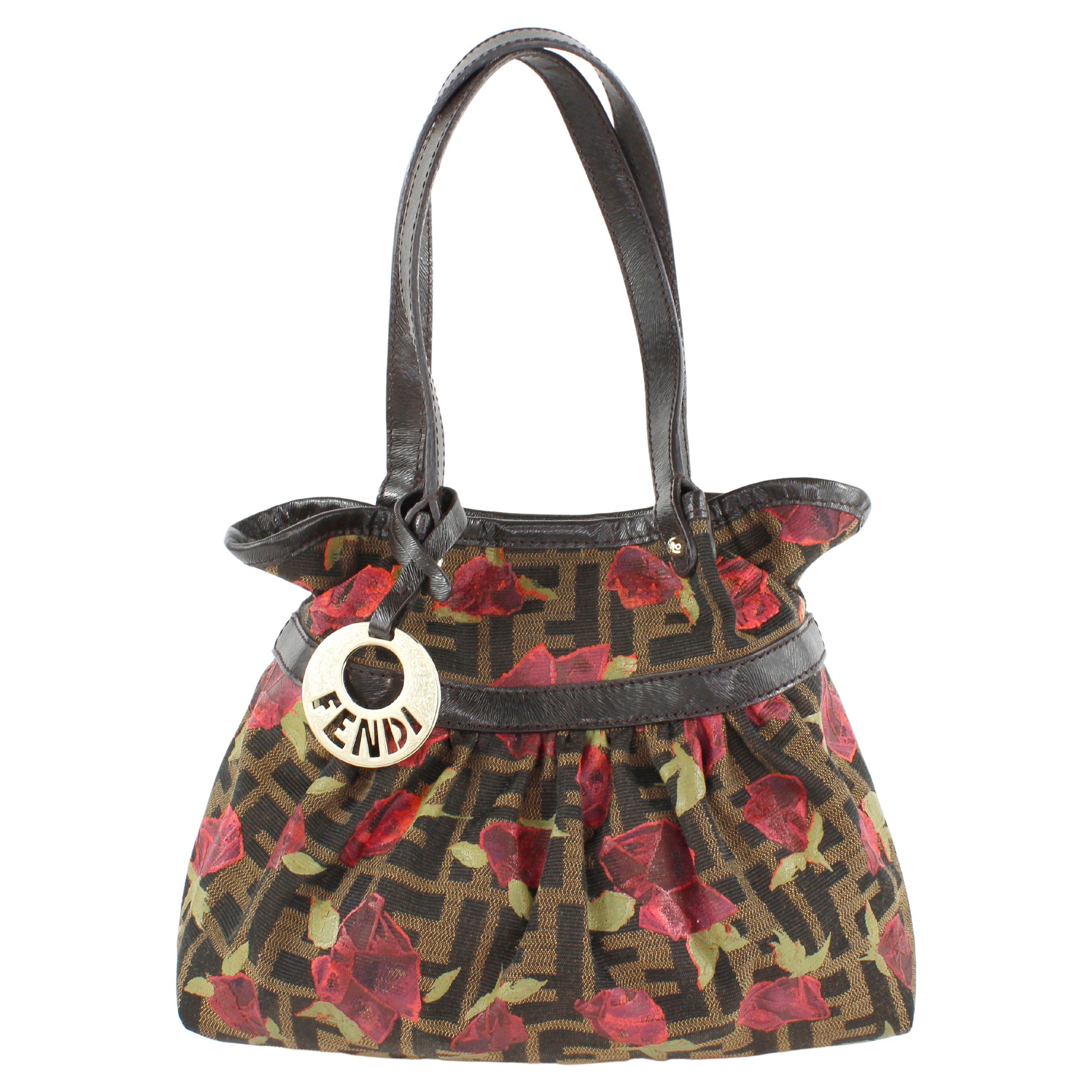 Fendi Bag with hand painted flowers For Sale