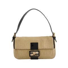 Fendi Baguette 1997 Beige Canvas Zucca Embossed with Zucca Interior