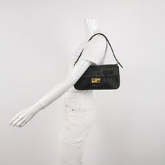Fendi Baguette 1997 Re-edition 3D Embossed Black Leather Shoulder bag