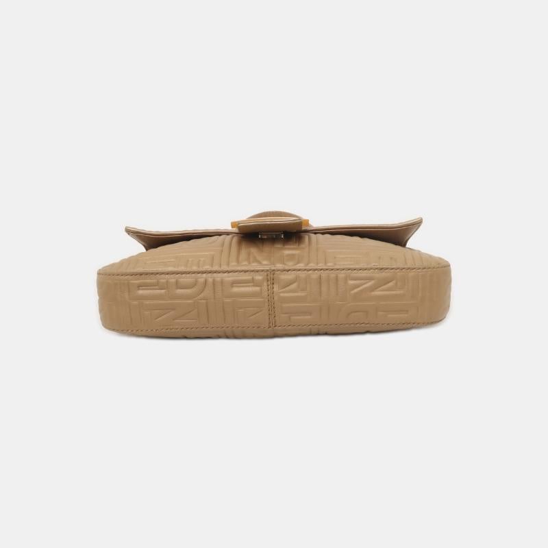 Brown Fendi Baguette 1997 Re-edition 3D Embossed Gold Leather Shoulder bag