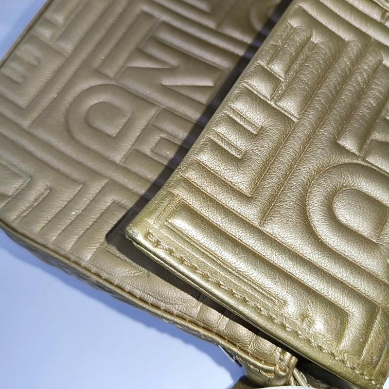 Fendi Baguette 1997 Re-edition 3D Embossed Gold Leather Shoulder bag 3