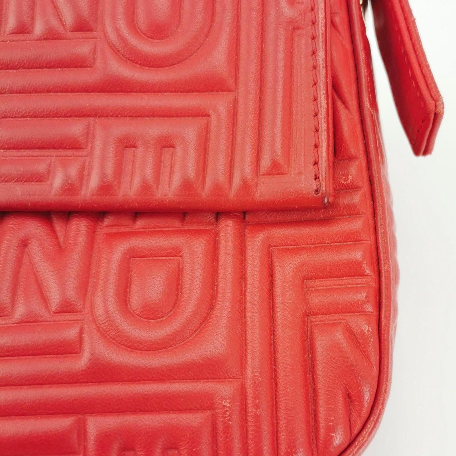 Fendi Baguette 1997 Re-edition 3D Embossed Red Leather Shoulder bag 7