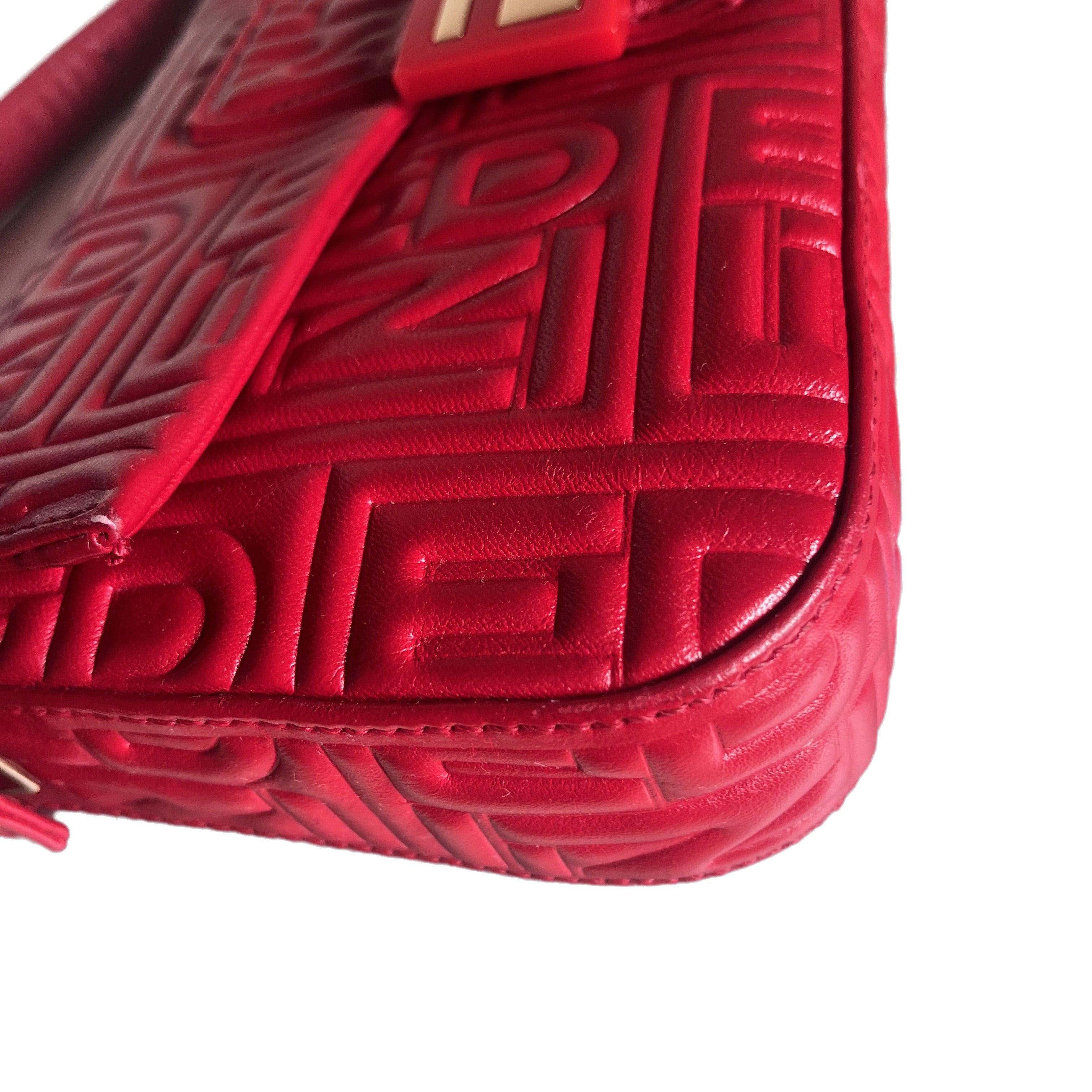 Fendi Baguette 1997 Re-edition 3D Embossed Red Leather Shoulder bag 13