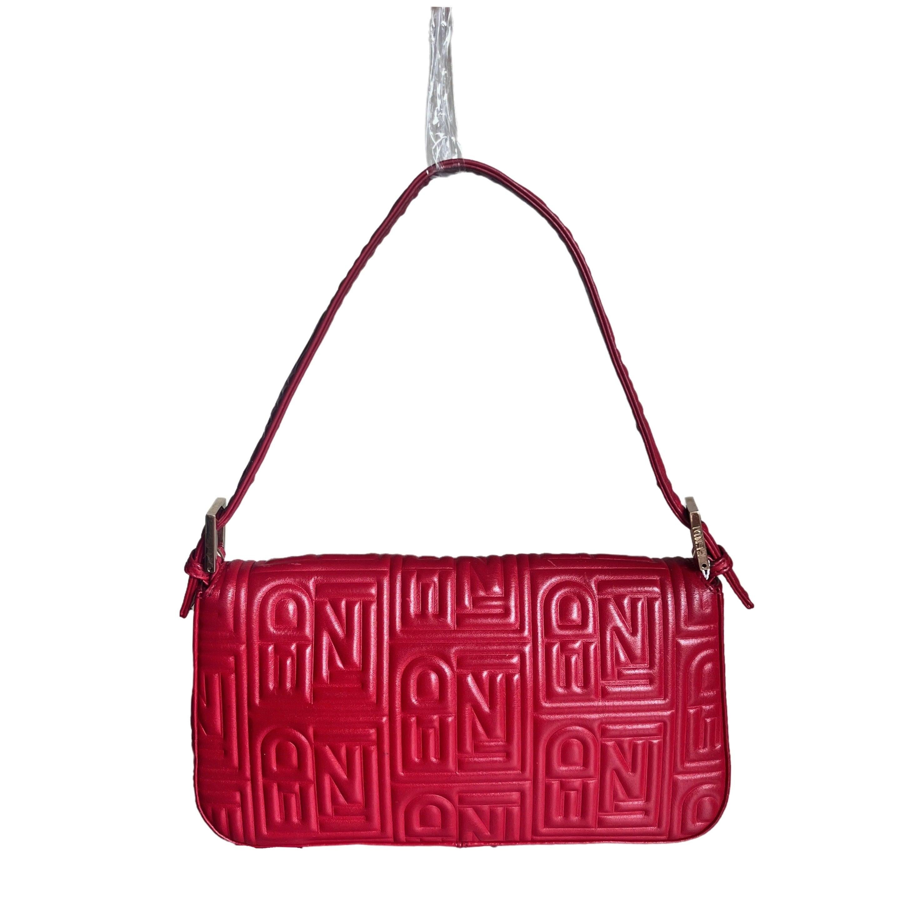 Fendi Baguette 1997 Re-edition 3D Embossed Red Leather Shoulder bag
  These are professional photos of the actual bag.
  Experience a modern twist on a timeless classic with the Fendi Baguette 1997 Re-edition shoulder bag. Crafted from premium