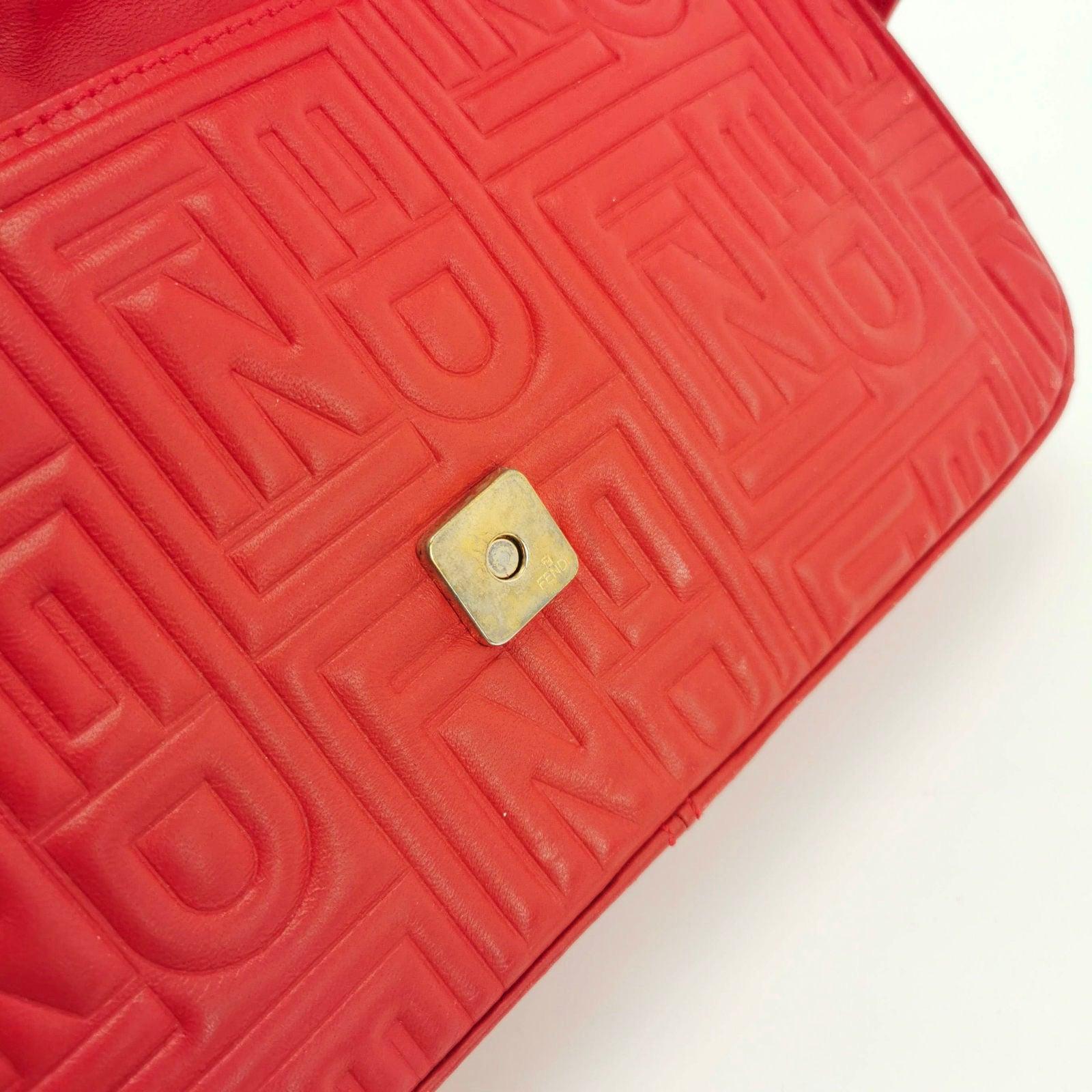 Fendi Baguette 1997 Re-edition 3D Embossed Red Leather Shoulder bag 4