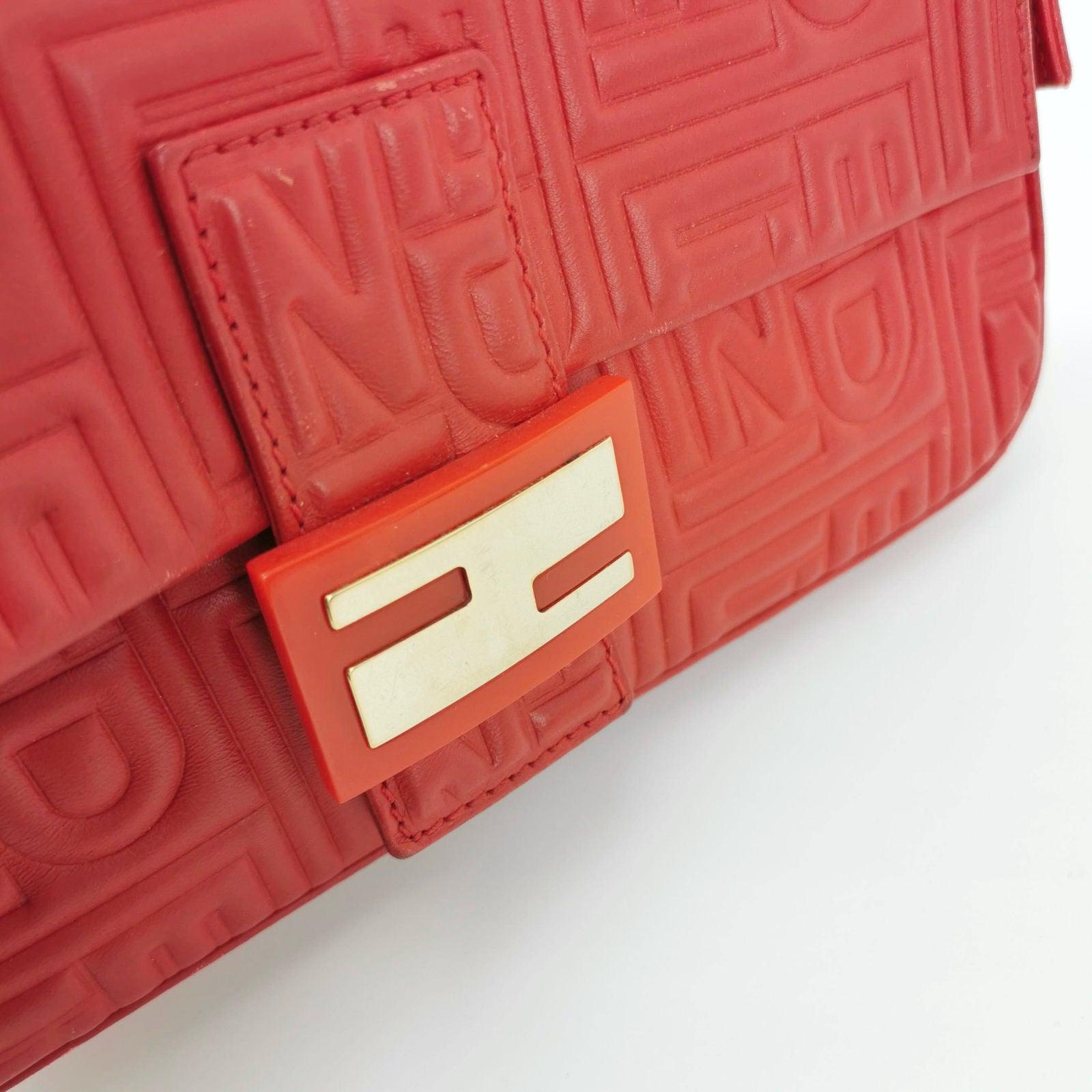 Fendi Baguette 1997 Re-edition 3D Embossed Red Leather Shoulder bag 5