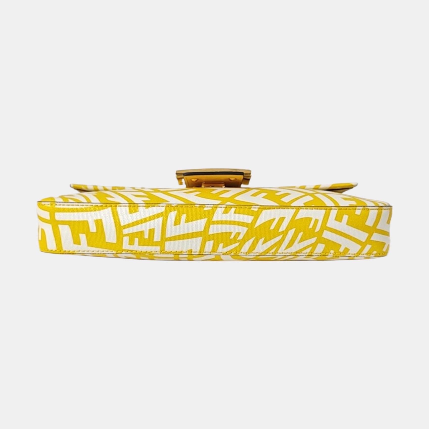 Fendi Baguette 1997 Re-edition Yellow Psychedelic Print Canvas Shoulder Bag en vente 1