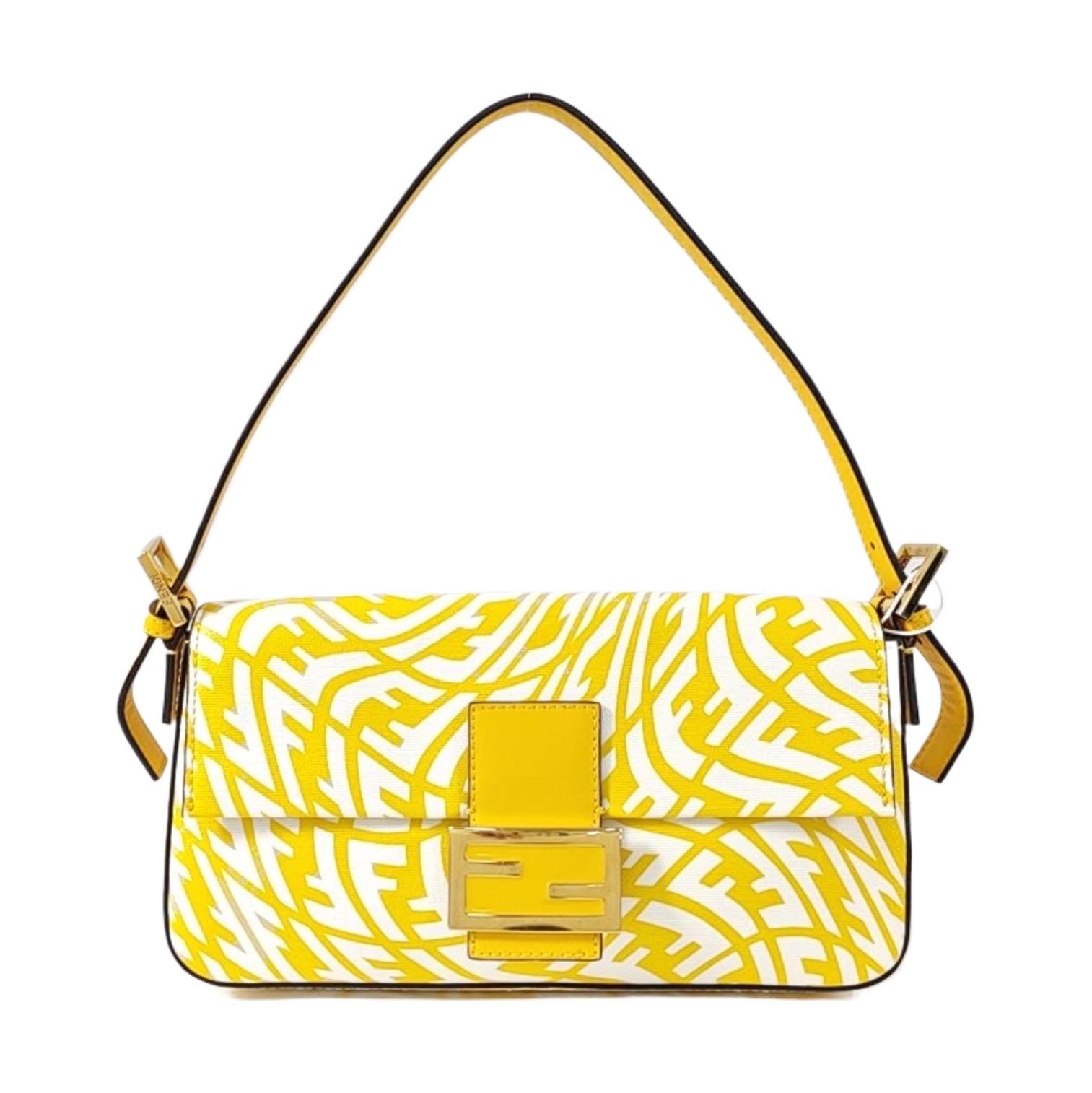 Fendi Baguette 1997 Re-edition Yellow Psychedelic Print Canvas Shoulder Bag en vente