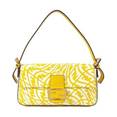 Fendi Baguette 1997 Re-edition Yellow Psychedelic Print Canvas Shoulder Bag