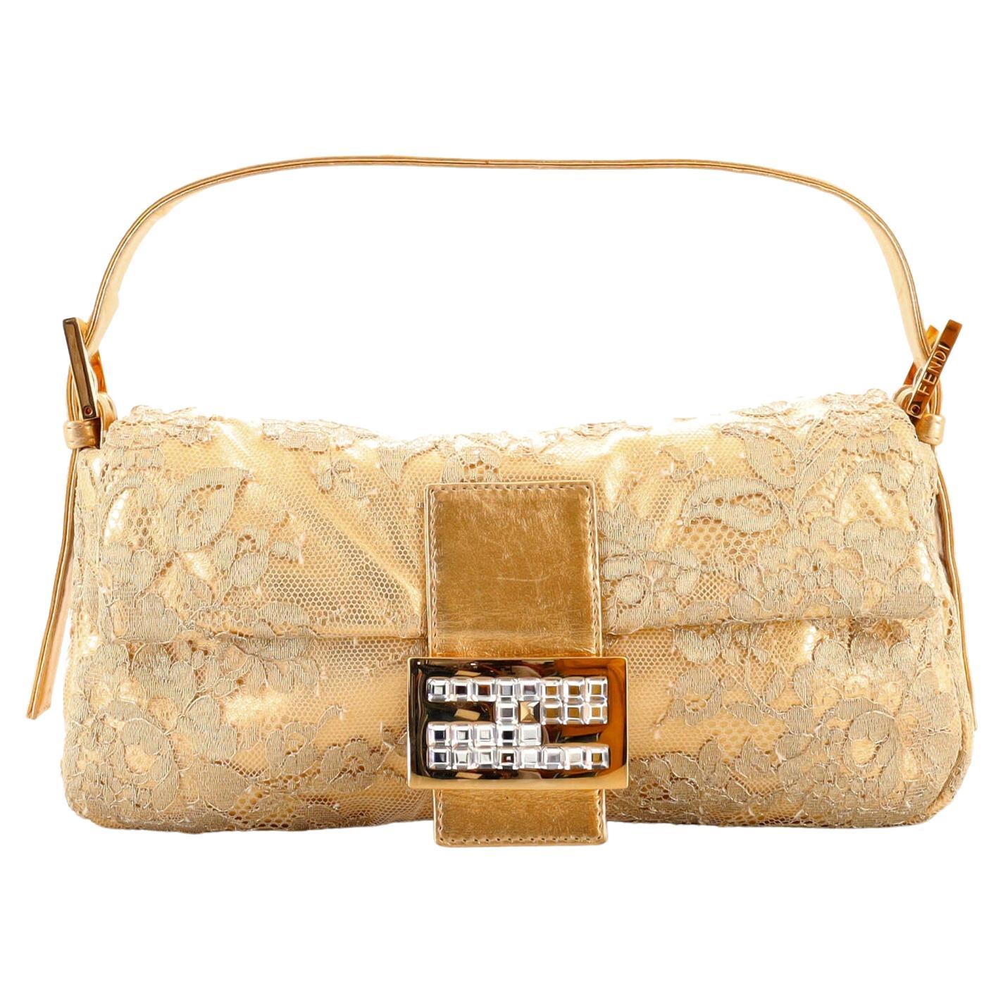 Fendi 2022 Sequin Embellished Baguette - Gold Shoulder Bags