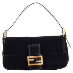 Fendi Baguette Bag Embroidered Velvet with Embossed leather