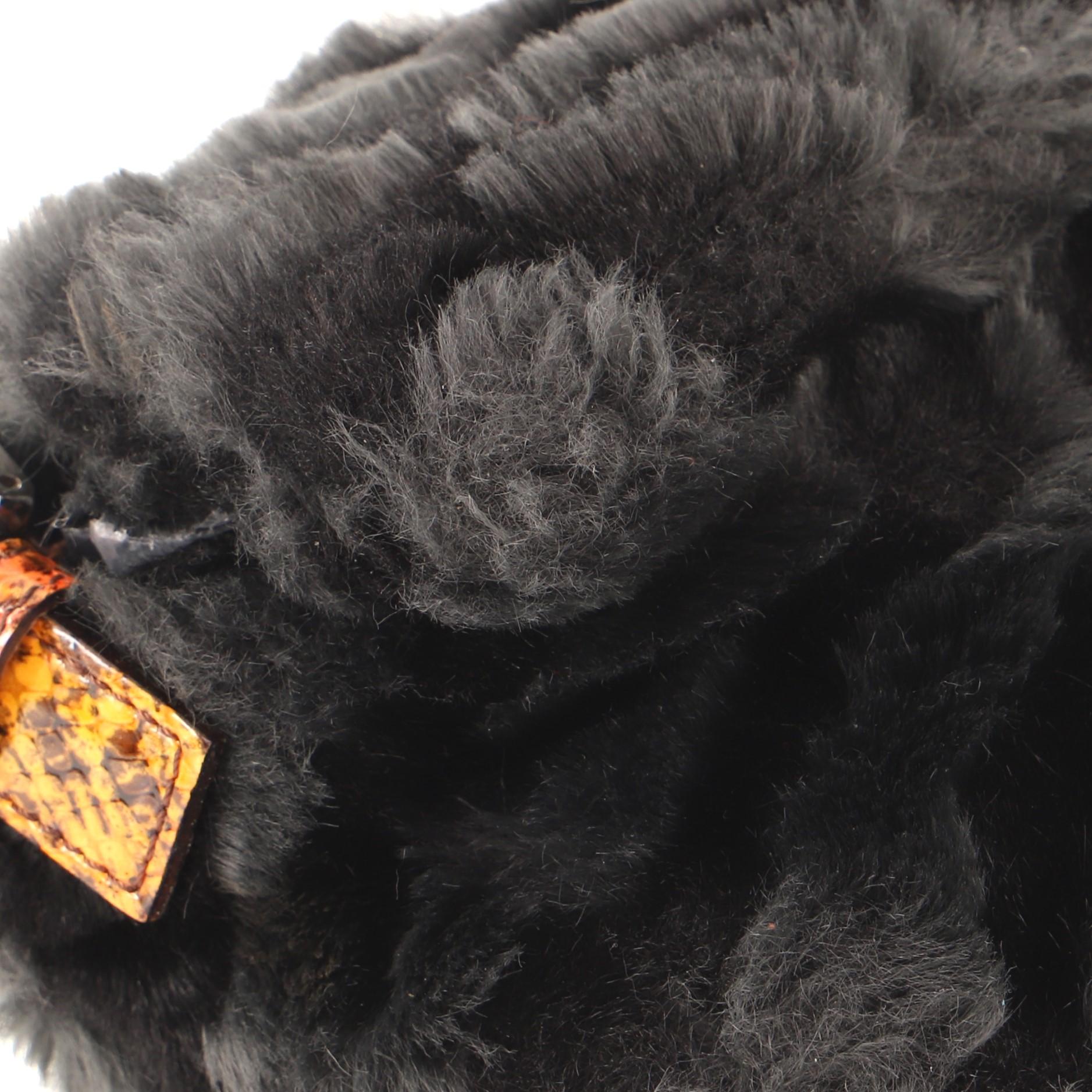Black Fendi Baguette Bag Fur