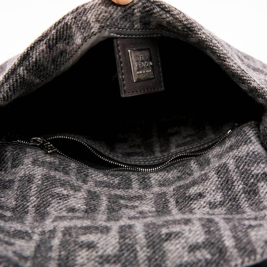 FENDI Baguette Bag in Gray Monogram Wool 5