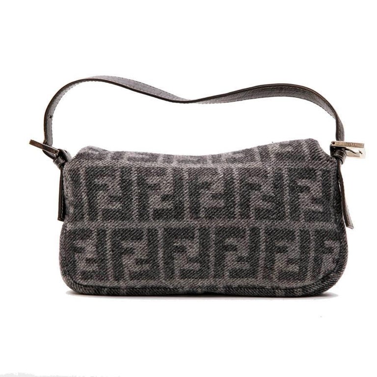 FENDI Baguette Bag in Gray Monogram Wool at 1stDibs | fendi wool ...