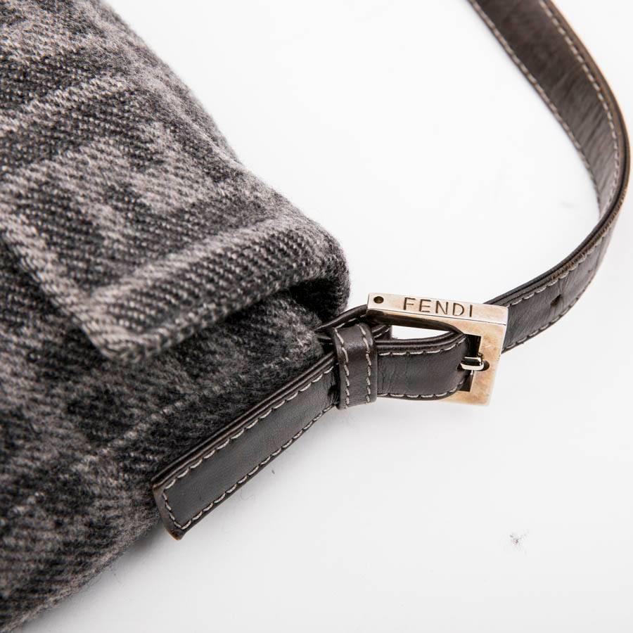 FENDI Baguette Bag in Gray Monogram Wool 1
