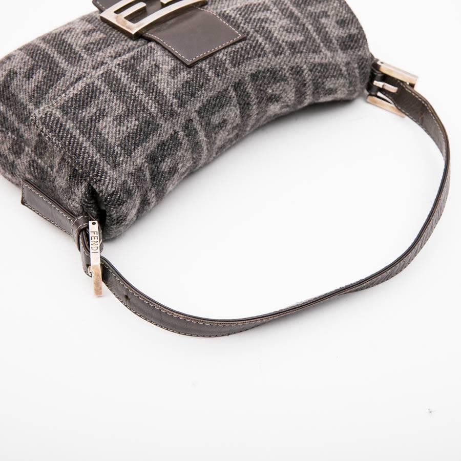 FENDI Baguette Bag in Gray Monogram Wool 2