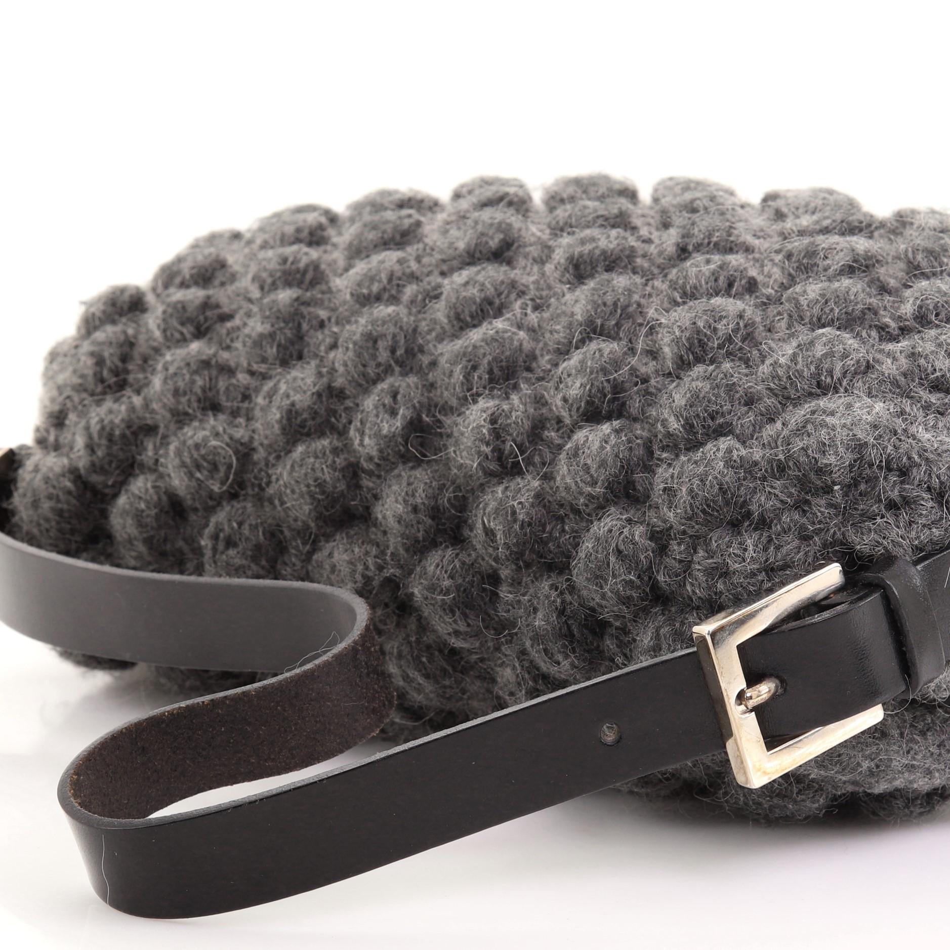 Black Fendi Baguette Bag Knit Wool
